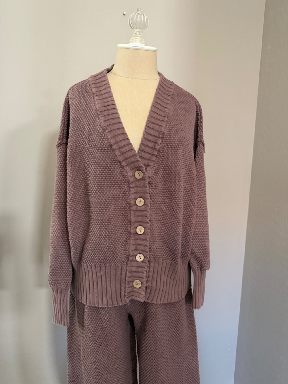 Free People Hailee Cardigan and Pant Cotton Set FP Beach Gulf Cocoa Size Small - Picture 6 of 10